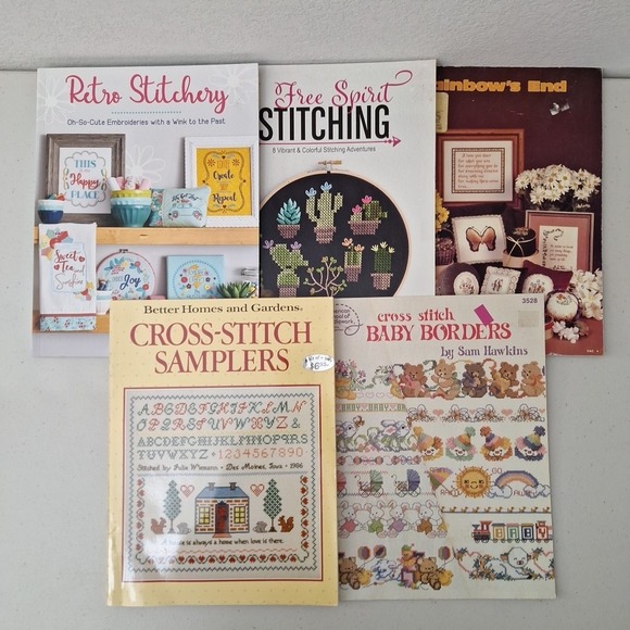 The Unbranded Brand Other - 5 Design Books Stitchery Embroidery Cross Stitch, Vintage & Modern Series